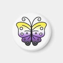 Nonbinary Pride Butterfly Magnet