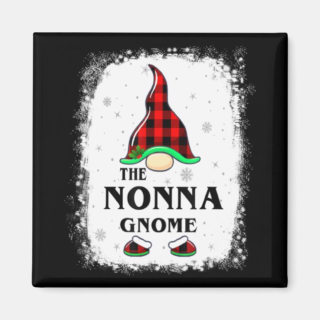 Imã Nonna Gnome Buffalo Plaid Matching Family Xmas Paj (Frente)