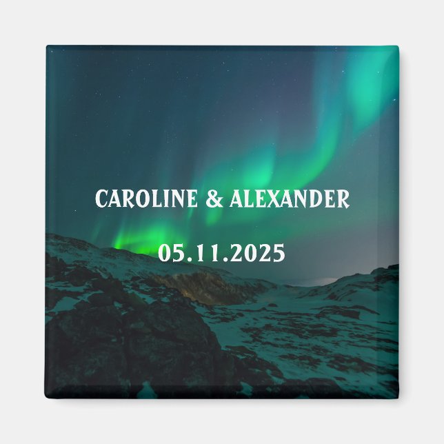Imã Norte Lights Aurora Borealis Night Sky Weding (Frente)
