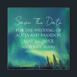 Imã Norte Luzes Aurora Borealis<br><div class="desc">Casamento elegante, moderno, trendy Aurora Borealis, Imã salve a data. Luzes nortes, Alasca. Você pode personalizá-lo com seus detalhes.</div>