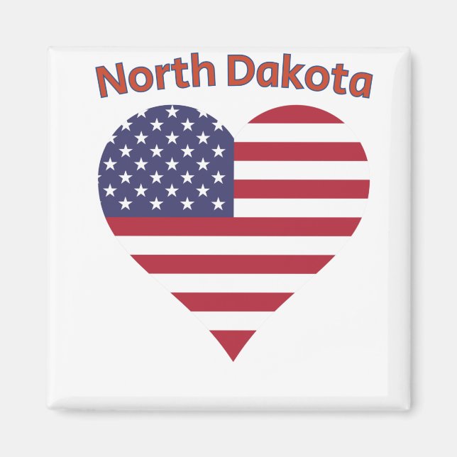 Imã North Dakota American Flag Heart (Frente)