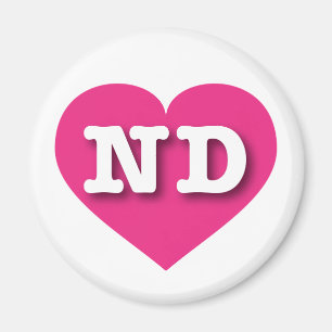 Imã North Dakota Hot Pink Heart - Big Love