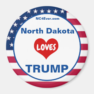Imã North Dakota LOVES TRUMP Patriotic Fridge