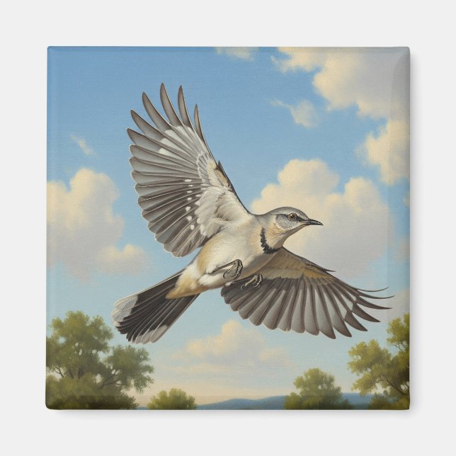Imã Northern Mockingbird in flight (Frente)