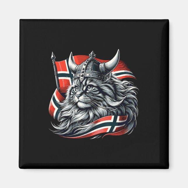Imã Norueguês de Cat Viking Norway Flag (Frente)