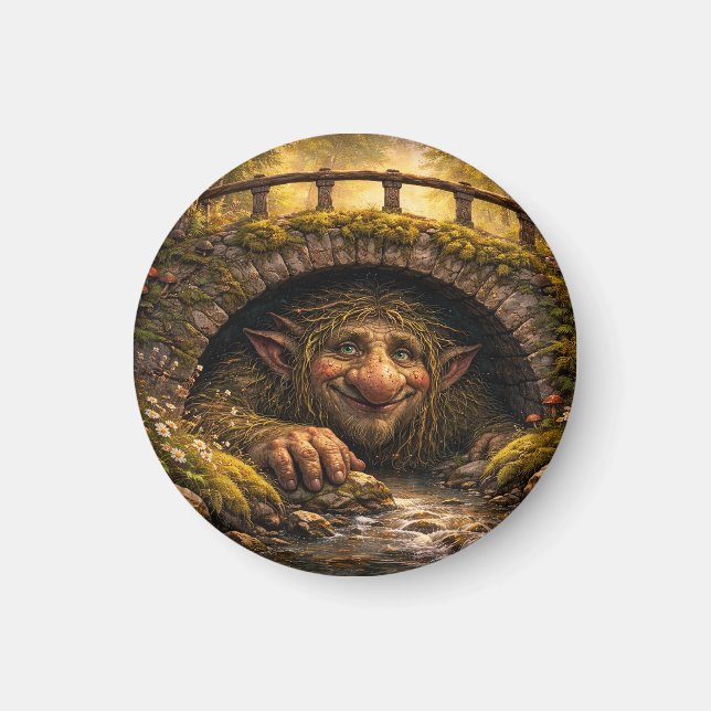 Imã Norwegian Troll Hiding Under Bridge, Magnet (Frente)