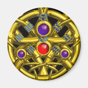 IMÃ NÓS CELTICOS ABSTRATO DOURADOS COM GEMSTONAS COLO