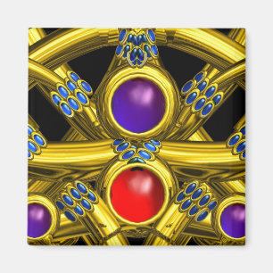 IMÃ NÓS CELTICOS ABSTRATO DOURADOS COM GEMSTONAS COLO