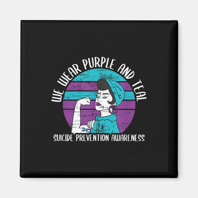 Imã Nós Vestimos Roxo E Teal - Conscientes De Prevençã (Frente)