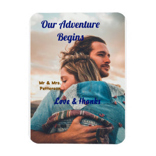 Ímã Nossa aventura começa adicionar foto do casal amor