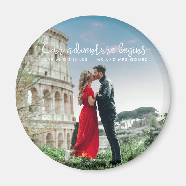 Imã Nossa Aventura Começa Foto Obrigado Casamento (Frente)