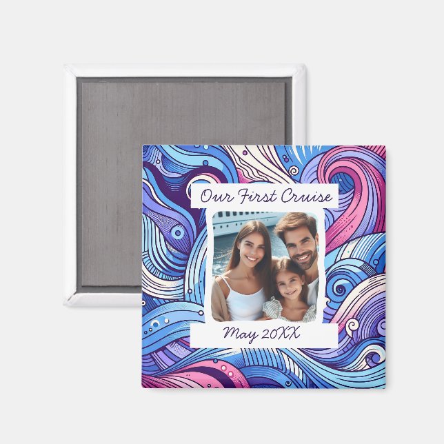 Imã Nossa Foto Personalizada De Ondas Imaginosas Cruza (Front/Back)