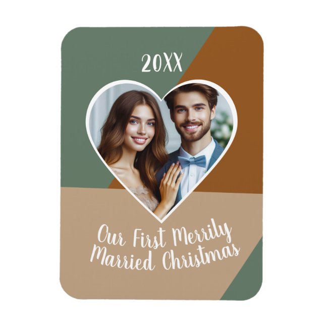 Ímã Nossa Primeira Foto Personalizada De Natal Casada  (Vertical)