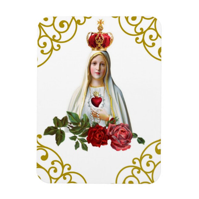 Ímã Nossa Senhora da Fatima Rosary Crown Rosas (Vertical)