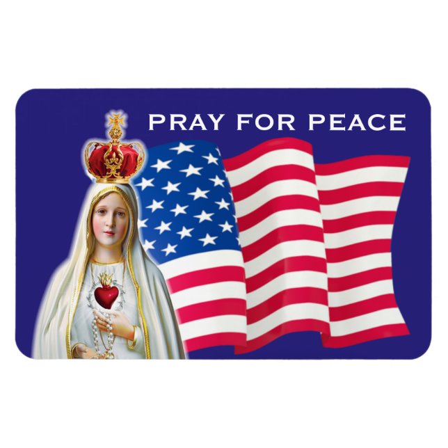Ímã Nossa Senhora de Fatima REZA PELA PAZ USA FLAG CAR (Horizontal)