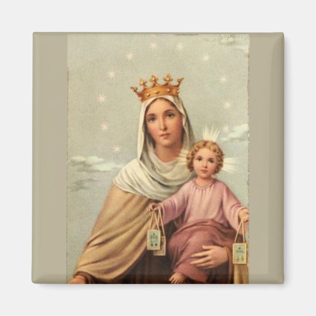 Imã Nossa Senhora do Scapular com o Bebê Jesus (Frente)