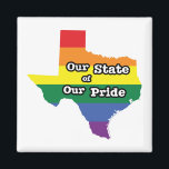 Imã Nosso Estado de Orgulho | Texas<br><div class="desc">Este trabalho de arte colorido mostra o estado do Texas criado de um arco-íris.</div>