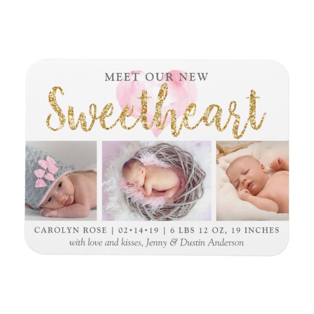 Ímã Nosso Pequeno Anúncio de Foto de Nascimento do Amo (Horizontal)