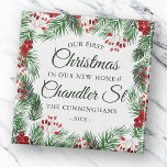 Imã Nosso Primeiro Natal em nossa Nova Aquarela<br><div class="desc">O nosso Primeiro Natal na Rua (),  em serifa clássica e simples e tipografia cursiva de guiões,  num fundo simples moderno de botânica de folhagem de aquarelas</div>