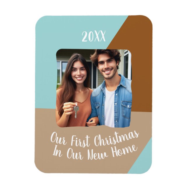 Ímã Nosso Primeiro Natal Em Nossa Nova Foto Personaliz (Vertical)