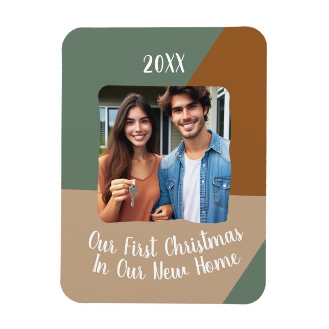Ímã Nosso Primeiro Natal Em Nossa Nova Foto Personaliz (Vertical)