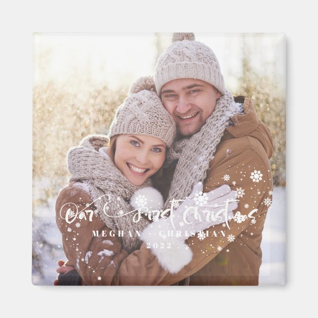 Imã Nosso primeiro Natal Feriado em Foto (Frente)