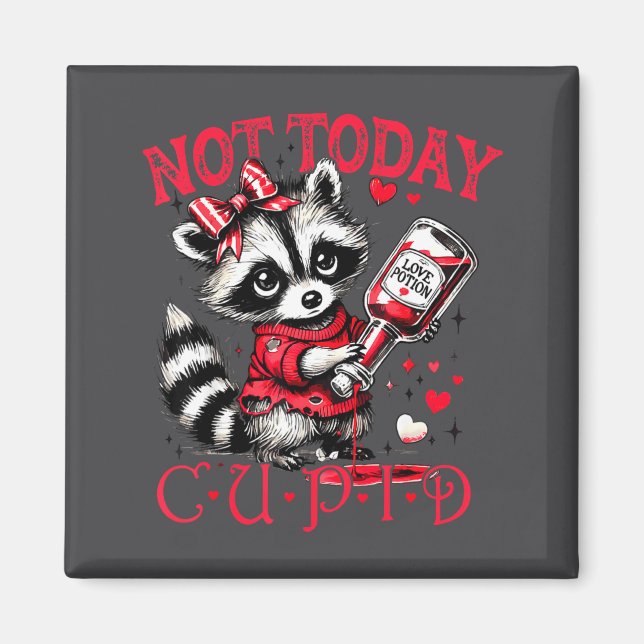 Imã Not Today Cud Funny Raccoon Valentines Day Cute Ki (Frente)