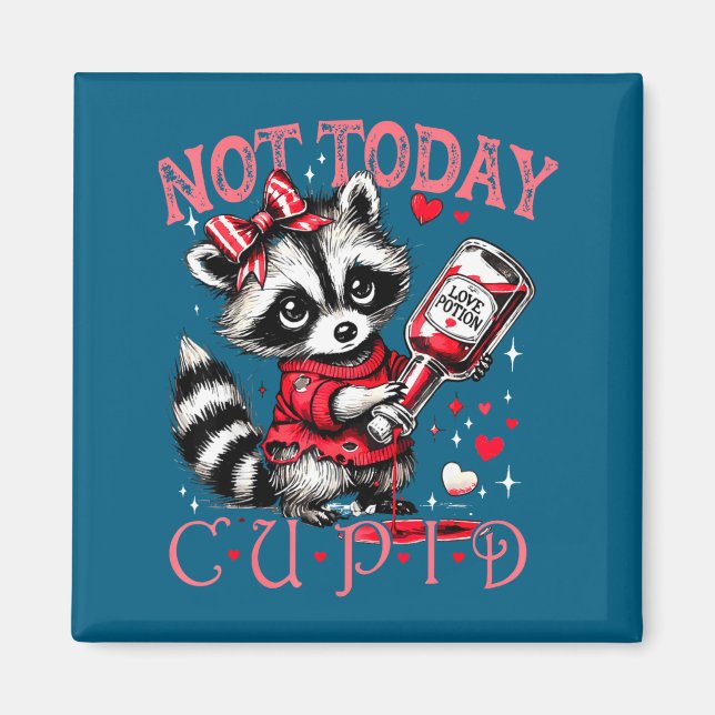 Imã Not Today Cud Funny Raccoon Valentines Day Cute Ki (Frente)