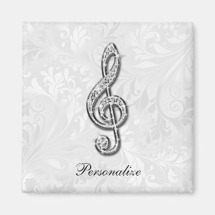 Imã Nota Musical Personalizada com Diamantes em Padrão