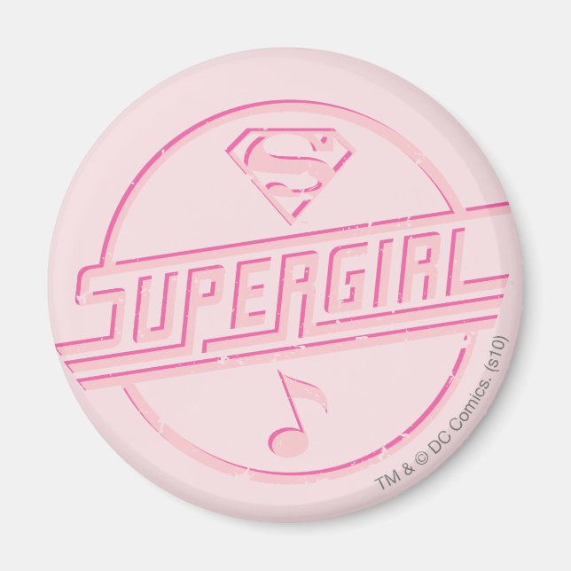 Imã Nota sobre Música Rosa Supergirl (Frente)