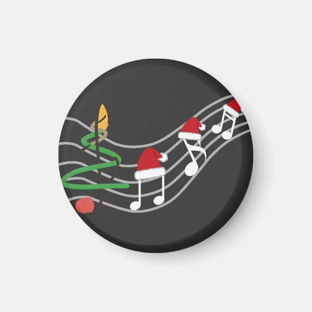 Imã Notas de Música de Natal Santa Hat Treble Clef (Frente)