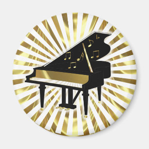 Imã Notas Dourados e pretas da música do piano de