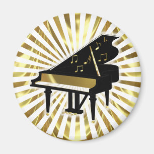 Imã Notas Dourados e pretas da música do piano de
