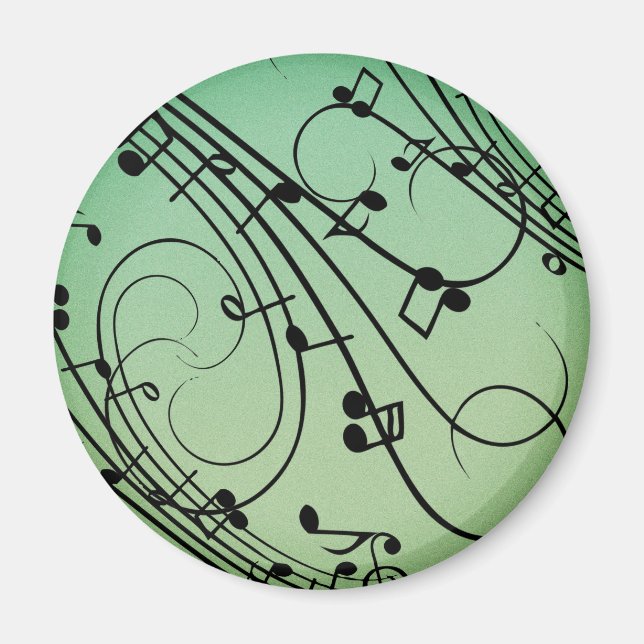 Imã Notas Elegantes Design de Música Verde (Frente)