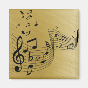 Imã Notas Musicais Dourado Brilhante