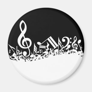 Imã Notas musicais misturadas brancas no preto