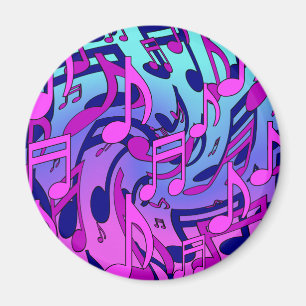 Imã Notas Musicais Rosa Azul Roxo Aqua Padrão Animado