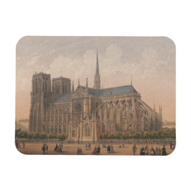 Ímã Notre Dame, litógrafo de Paris por Charles Rivière (Horizontal)
