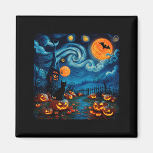 Imã Nova Arte Estrelada Noite Céu Arte Y Halloween Gat