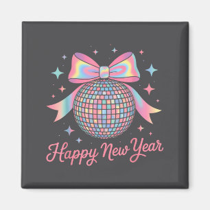Imã Nova Bola de Discoteca Luxo Dourado Feliz Ano Novo