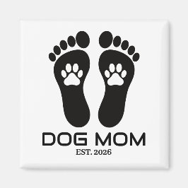 Imã Nova Data de Mãe de Cachorro Pegadas Ousadas