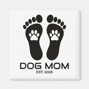 Imã Nova Data de Mãe de Cachorro Pegadas Ousadas