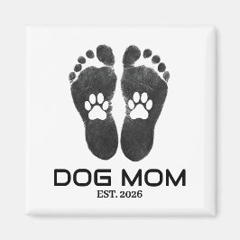 Imã Nova Data de Mãe de Cachorro Pegadas Ousadas