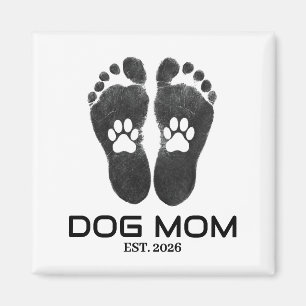 Imã Nova Data de Mãe de Cachorro Pegadas Ousadas