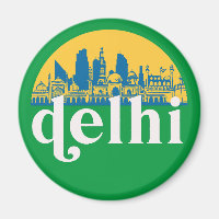 Nova Delhi Índia Retro City Skyline Cityscape Art