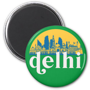 Imã Nova Delhi Índia Retro City Skyline Cityscape Art