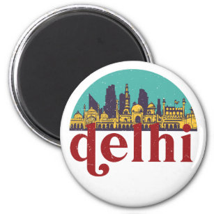 Imã Nova Delhi Índia Vintage City Skyline Cityscape Ar