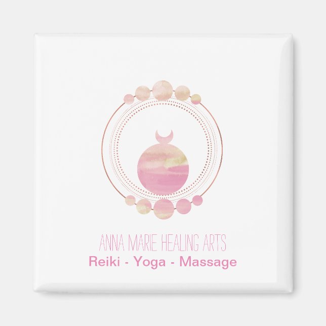 Imã Nova Era Rosa Rosa Dourada Geometria Sagrada (Frente)