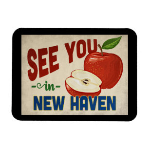 Ímã Nova Haven Connecticut Apple - Viagens vintage