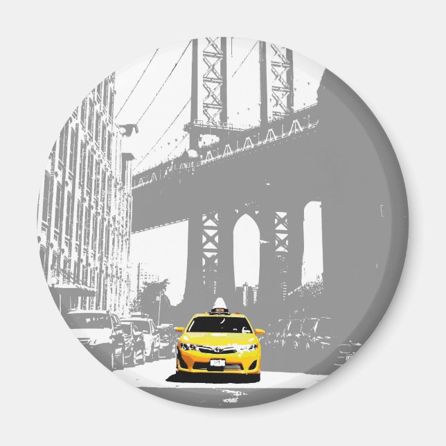 Imã Nova Iorque Brooklyn Bridge Nyc Yellow Taxi (Frente)